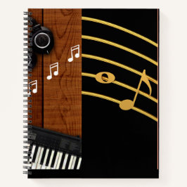 Black Practice Musical Note Design Spiral Notebook Notizbuch