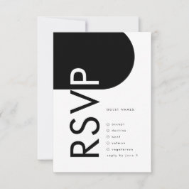 Black Premium Modern Monogram Boho Bold Arch RSVP Karte