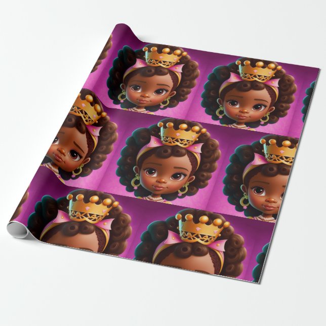 Black Princess, Black Girl Baby Girl, Royalty Geschenkpapier (Ungerollt)