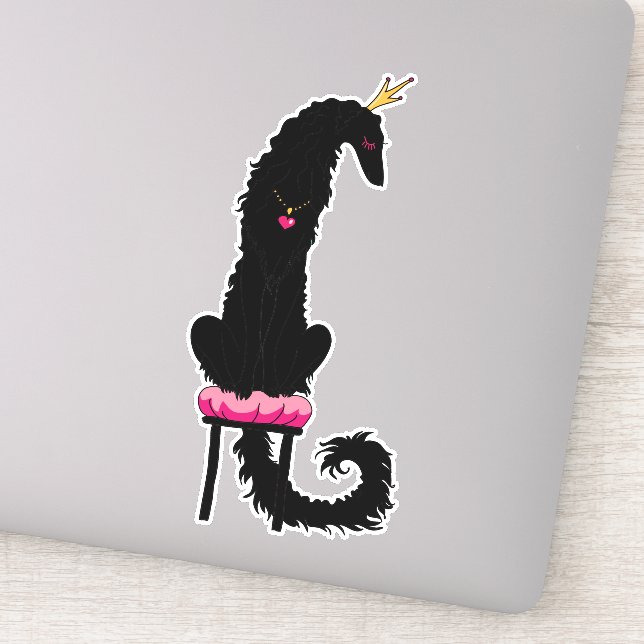 Black Princess Borzoi Die Vinyl Sticker (Detail)