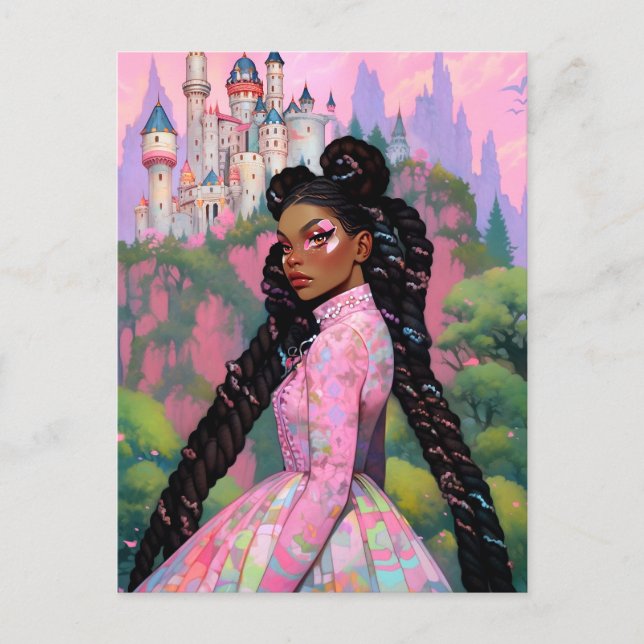 Black Princess Fantasy Art Postkarte (Vorderseite)