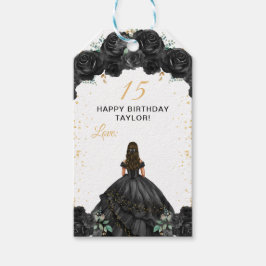 Black Princess Quinceañera Happy Birthday Geschenkanhänger