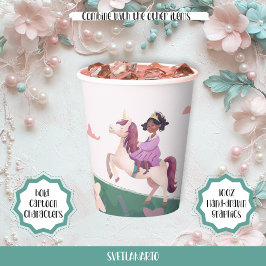 Black Princess Riding Unicorn Paper Cup Pappbecher