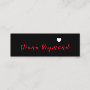 Black professional profile card with heart mini visitenkarte