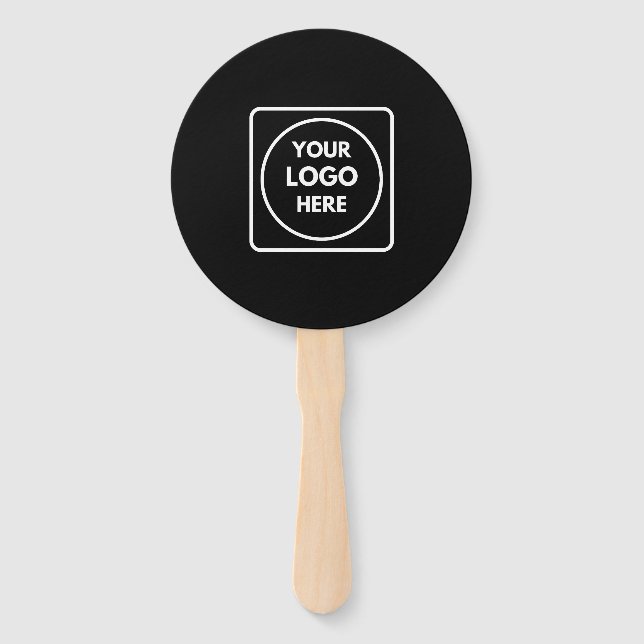 Black Promotion Hand Fan | Logo für benutzerdefini Fächer (Vorderseite)