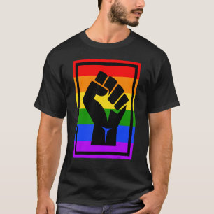 Black Protest Fist Lgbtq Gay Pride Flag Blm Unity T-Shirt