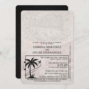 Black Puerta Vallarta Passport Wedding Einladung