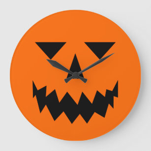 Black Pumpkin Face Clock Große Wanduhr