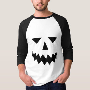 Black Pumpkin Face Raglan T - Shirt