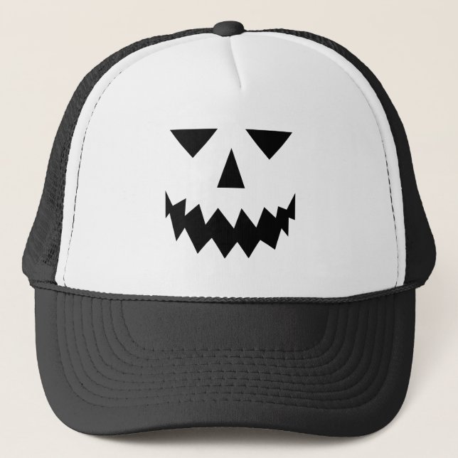 Black Pumpkin Face Trucker Hat Truckerkappe (Vorderseite)