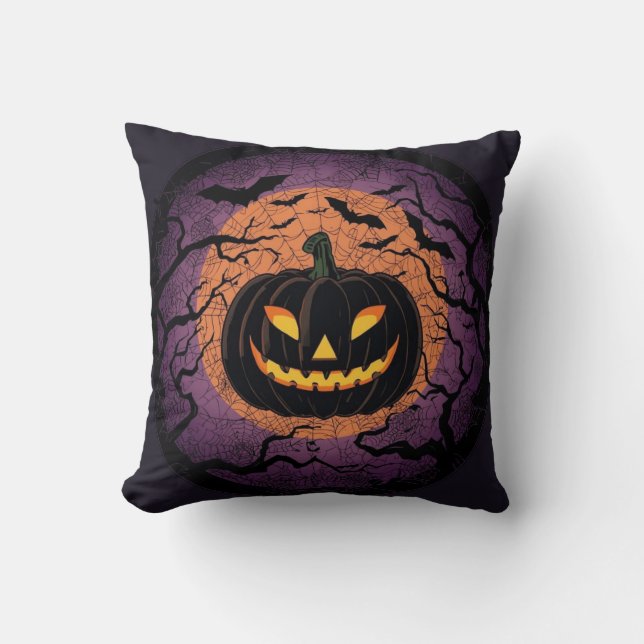  Black Pumpkin Halloween Pillow Kissen (Vorderseite)