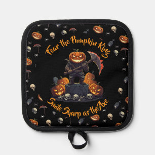 🖤 Black Pumpkin King Oven Mitt Set 🎃 Topflappen