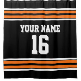 Black Pumpkin Orange White Stripes Sports Jersey Duschvorhang