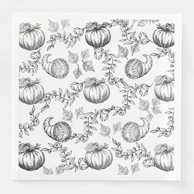 Black Pumpkin Toile Paper Dining Napkin Serviette (Vorderseite)