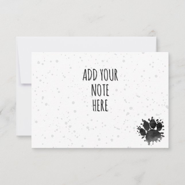 Black Puppy Paw Prints Dog Lover Custom Watercolor Mitteilungskarte (Vorderseite)