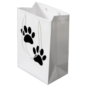 Black Puppy Paw Prints Mittlere Geschenktüte