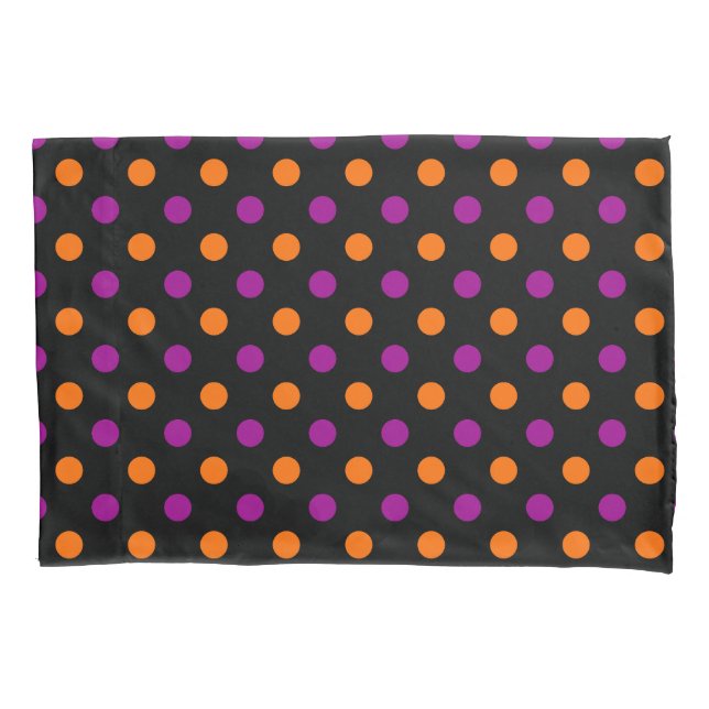 Black Purple Orange Polka Dot Pattern Kissenbezug (Vorderseite)