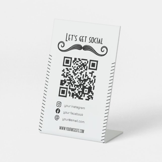 Black QR-Code Barbecue-Shop Scannen Sie mich Socia Sockelschild (Vorderseite)