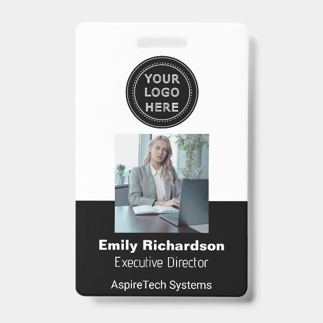 Black QR Code for Employee Company ID Photo Logo  Ausweis (Vorderseite)
