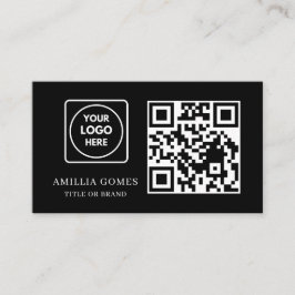 Black QR Code | Minimal Modern Custom Contact  Visitenkarte