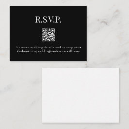 Black QR Code Modernes Wedding RSVP Begleitkarte