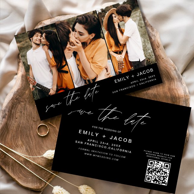 Black QR Code Save the Date 3 Foto Elegant (Von Creator hochgeladen)