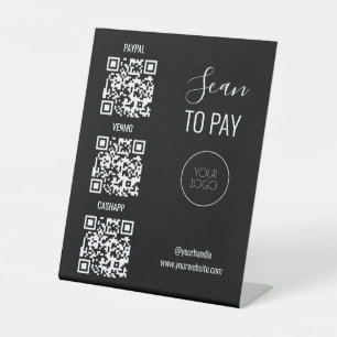 Black QR Code Scan Me Contactless Business Logo Sockelschild