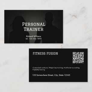 Black QR Fitness Personal Trainer Visitenkarte