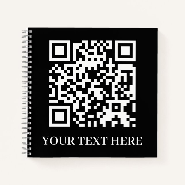 Black QR | Minimalist Scan Me Design Notizbuch (Vorderseite)