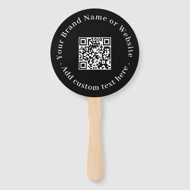 Black QR | Modern Minimalist Round Design Fächer (Vorderseite)