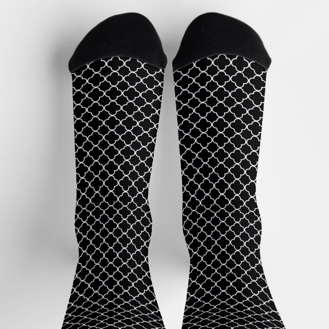 Black Quatrefoil Socken (Oben)