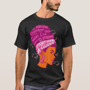 Black Queen African Women Pink Afro Brustkrebs T-Shirt
