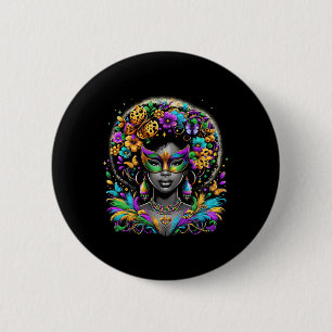 Black Queen Afro afrikanische Beads Maske Mardi Gr Button
