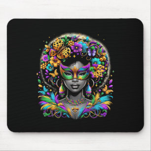Black Queen Afro afrikanische Beads Maske Mardi Gr Mousepad