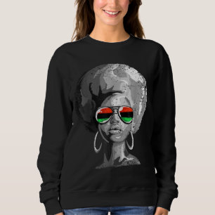 Black Queen Afro Frauengesicht Sweatshirt