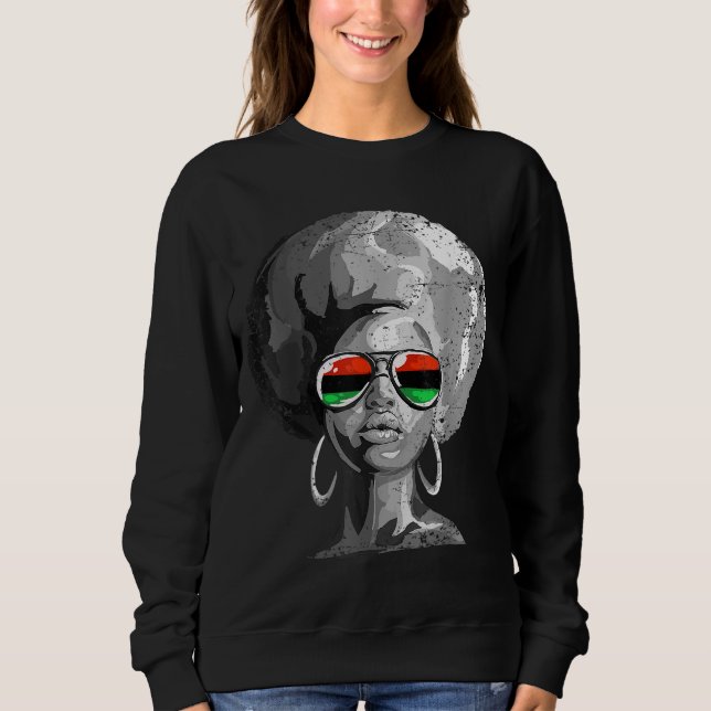 Black Queen Afro Frauengesicht Sweatshirt (Vorderseite)