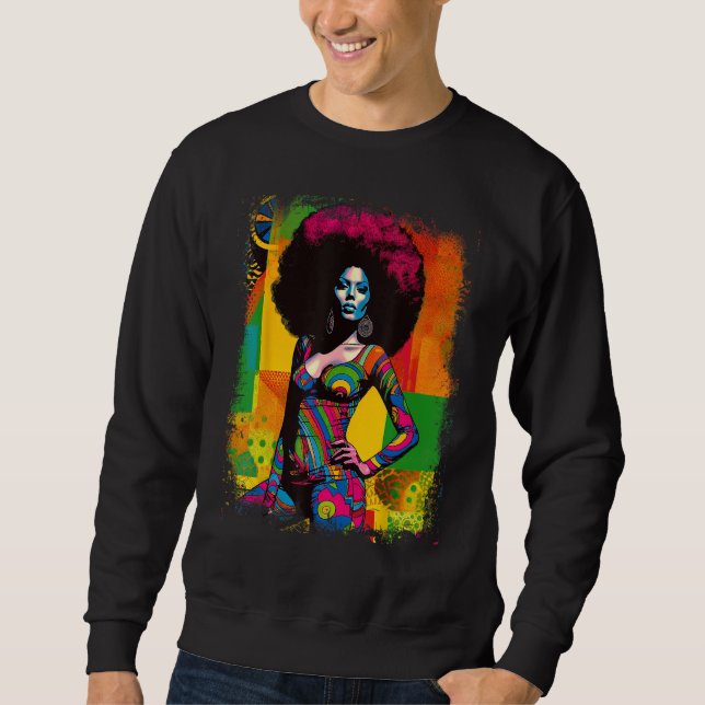 Black Queen Afro Melanin Dripping 19. Juni 55 Sweatshirt (Vorderseite)