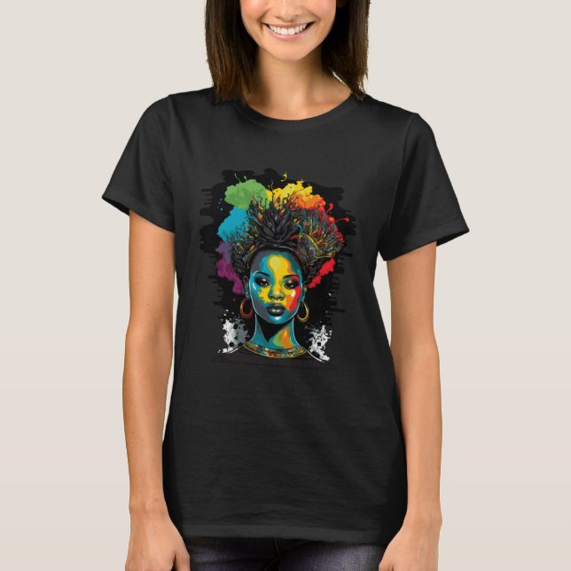 Black Queen Afro Melanin Dripping Black History Mo T-Shirt (Vorderseite)