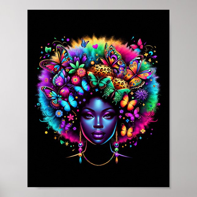 Black Queen Afro Melanin Juneteenth Leopard Butter Poster (Vorne)