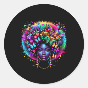 Black Queen Afro Melanin Juneteenth Leopard Butter Runder Aufkleber