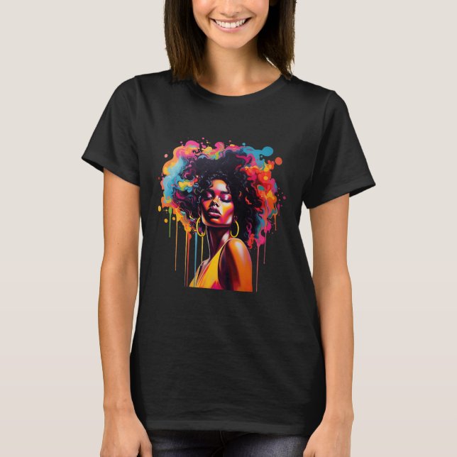 Black Queen Afro Melanin treibt Juneteenth Afrikan T-Shirt (Vorderseite)