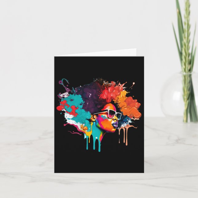 Black Queen Afro Melanin Tropfen Kunst Lover Ameri Karte (Vorderseite)