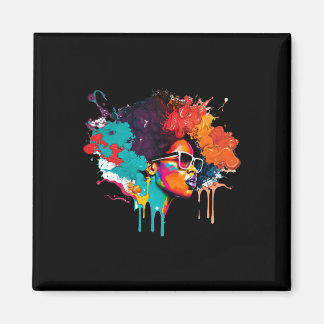 Black Queen Afro Melanin Tropfen Kunst Lover Ameri Magnet