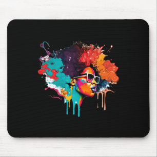 Black Queen Afro Melanin Tropfen Kunst Lover Ameri Mousepad