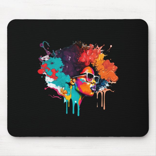 Black Queen Afro Melanin Tropfen Kunst Lover Ameri Mousepad (Vorne)