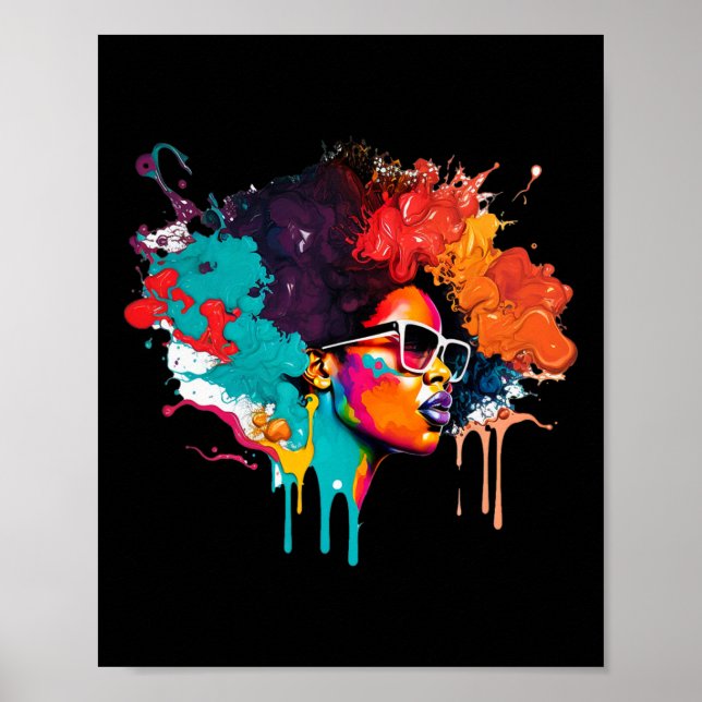 Black Queen Afro Melanin Tropfen Kunst Lover Ameri Poster (Vorne)