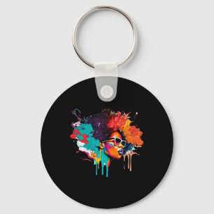 Black Queen Afro Melanin Tropfen Kunst Lover Ameri Schlüsselanhänger