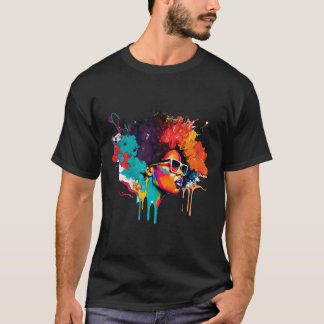 Black Queen Afro Melanin Tropfen Kunst Lover Ameri T-Shirt
