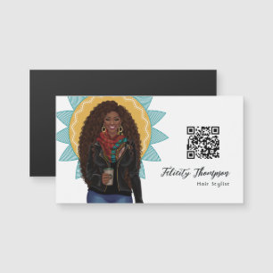 Black Queen Beauty Fashion Haare QR Code Magnetkarte