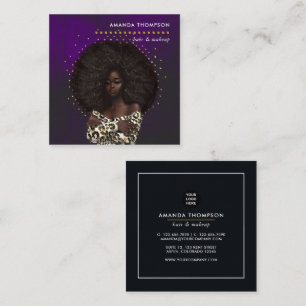 Black Queen Beauty Fashion Square Business Card Quadratische Visitenkarte